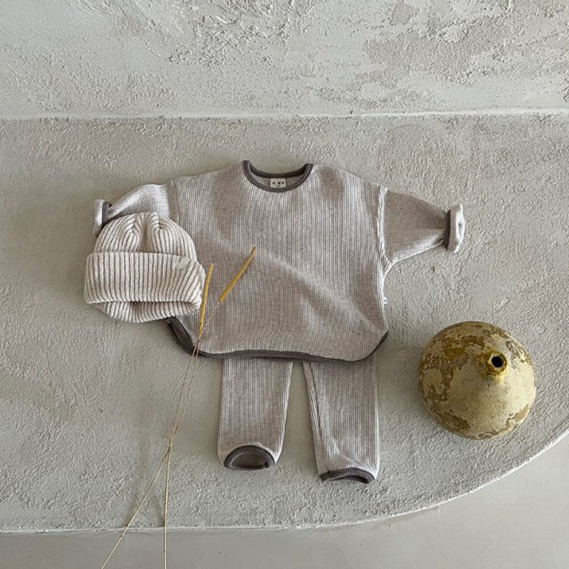 Waffle Knitted Fabric Loose Comfy Sets-5