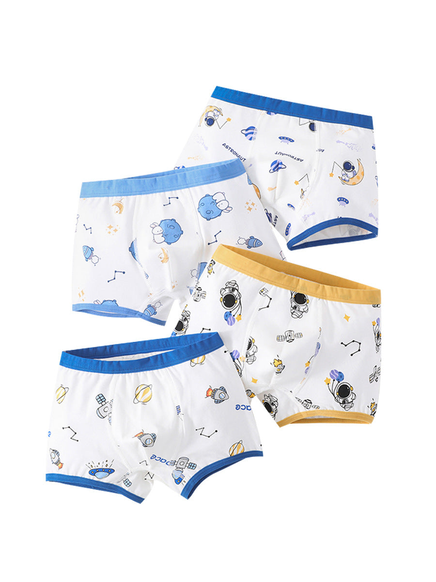 Boys’ Cartoon Pattern Printed Boxer Shorts Breathable Underwear Set-5