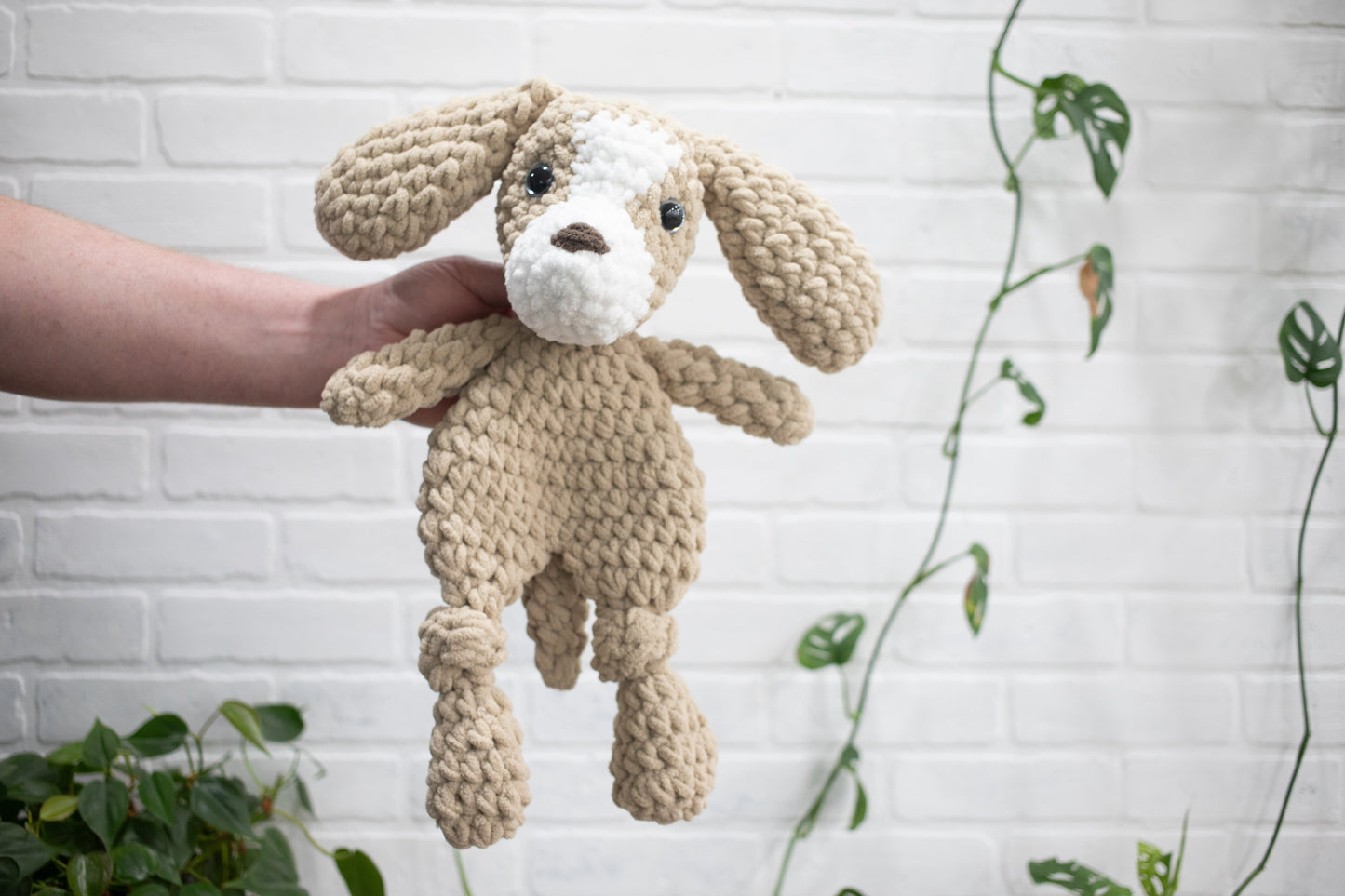 Crochet Puppy Dog Lovey, Crochet Stuffed Animal, Amigurumi Puppy Snuggler-4