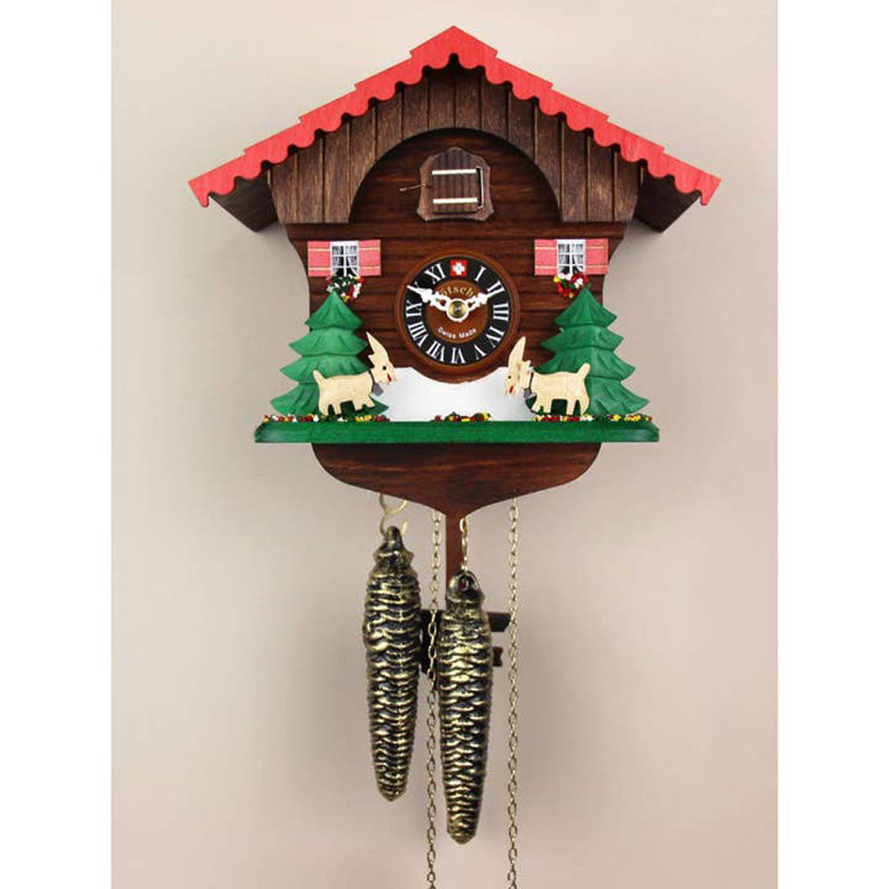 Goats At Play Chalet Cuckoo Clock-1