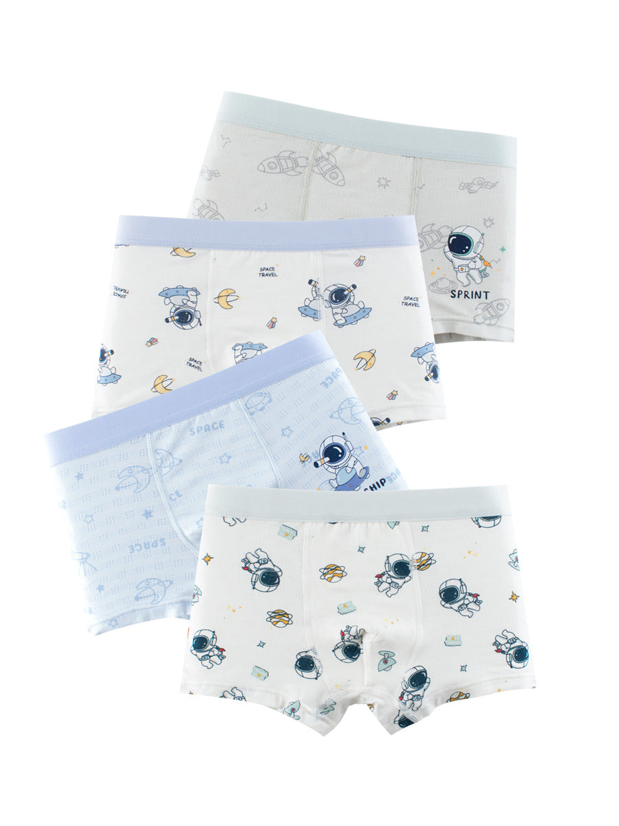 Boys’ Cartoon Pattern Printed Boxer Shorts Breathable Underwear Set-4