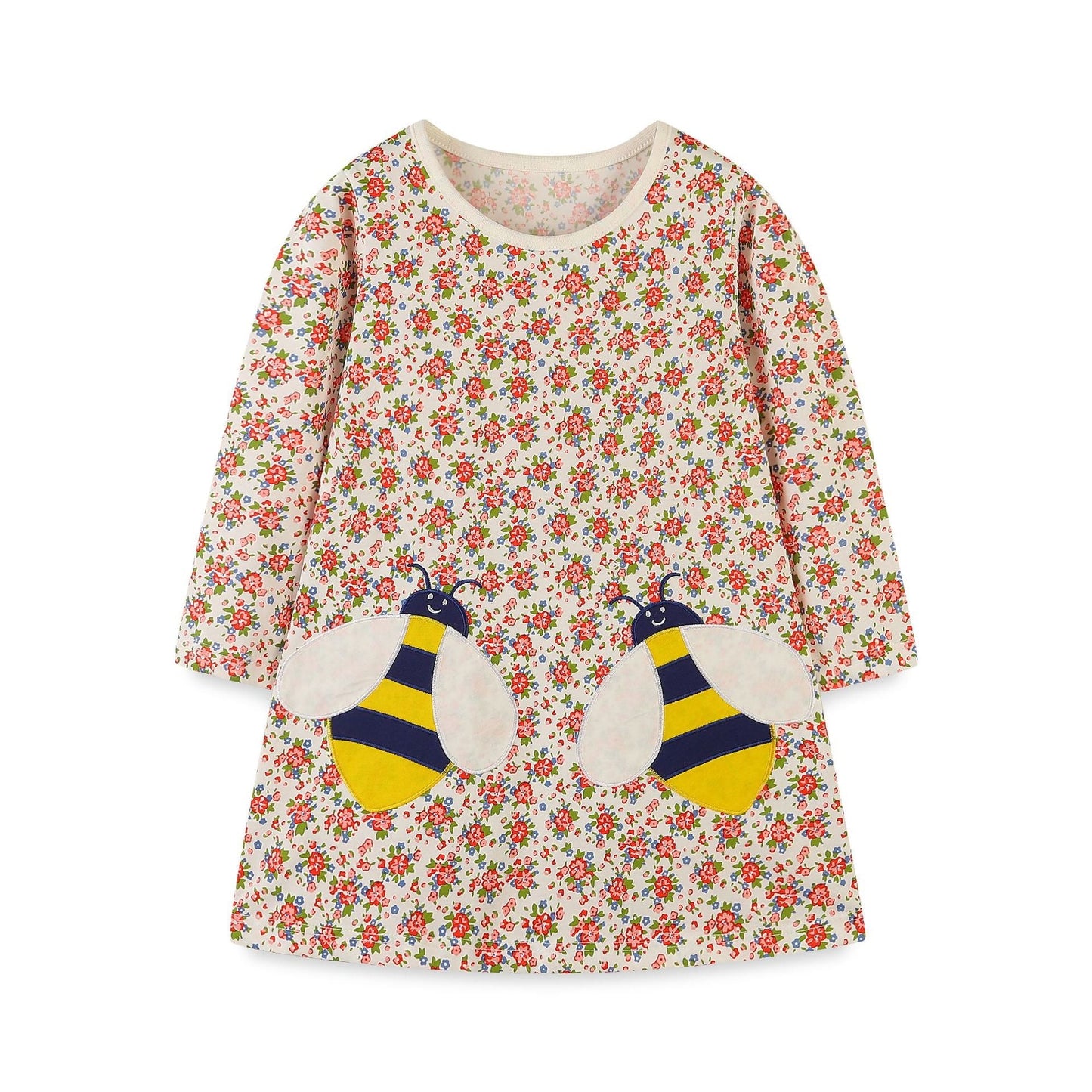 Girls’ European-American Style Floral/Polka Dots Cartoon Pattern Dress-3