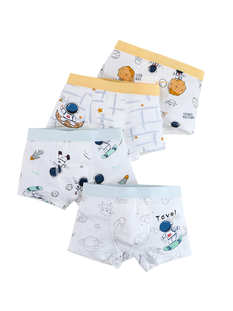 Boys’ Cartoon Pattern Printed Boxer Shorts Breathable Underwear Set-6
