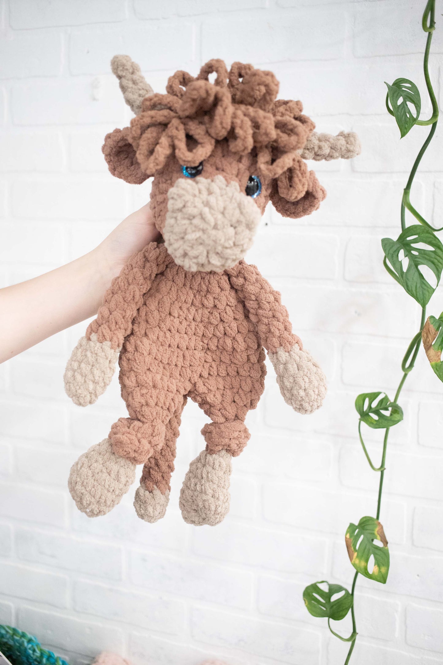 Highland Cow Lovey, Highland Cow Stuffed Animal, Crochet Highland Cow Snuggler-0