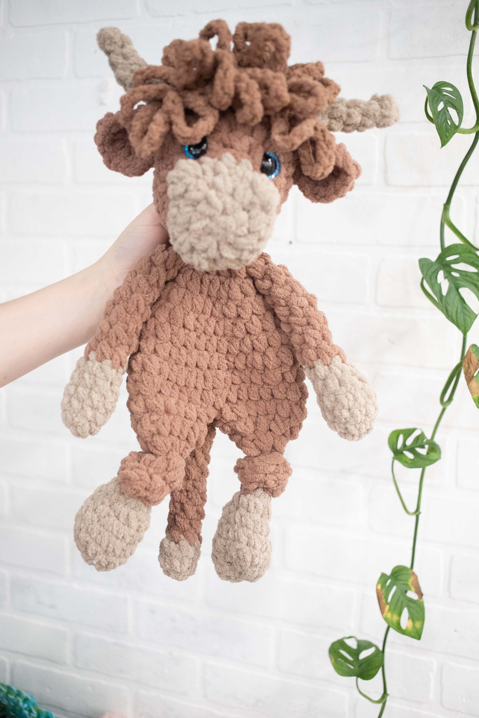 Highland Cow Lovey, Highland Cow Stuffed Animal, Crochet Highland Cow Snuggler-1