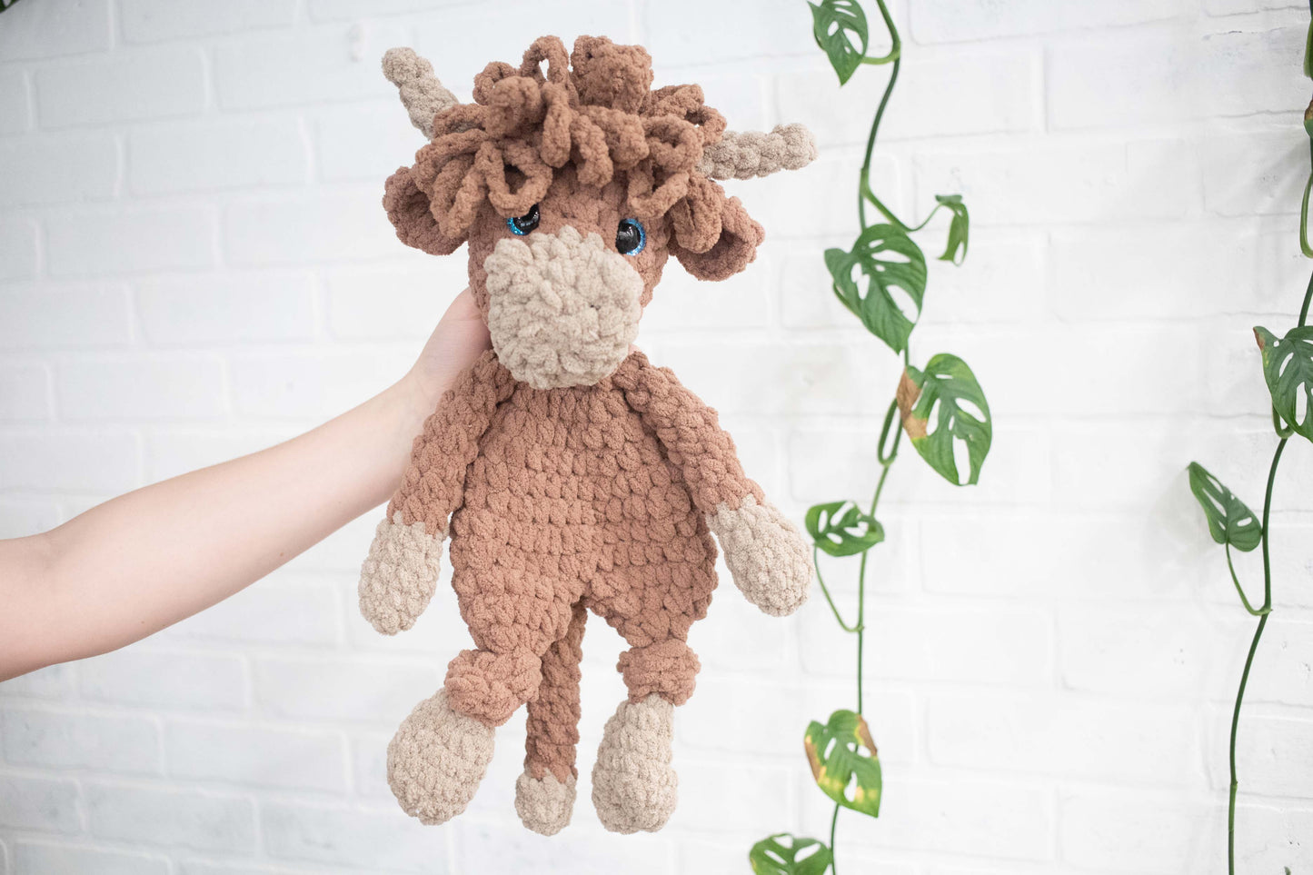 Highland Cow Lovey, Highland Cow Stuffed Animal, Crochet Highland Cow Snuggler-2