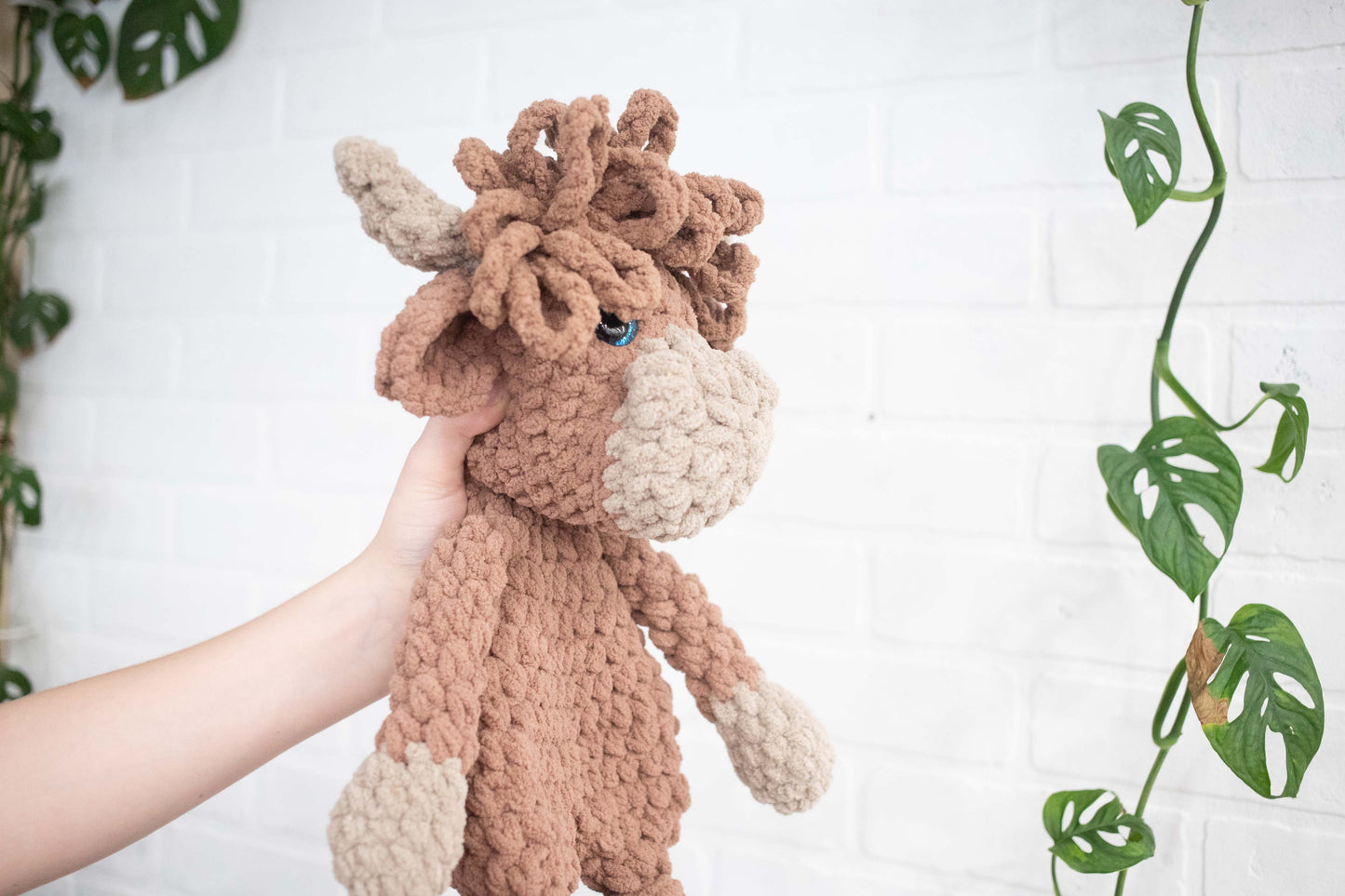 Highland Cow Lovey, Highland Cow Stuffed Animal, Crochet Highland Cow Snuggler-3