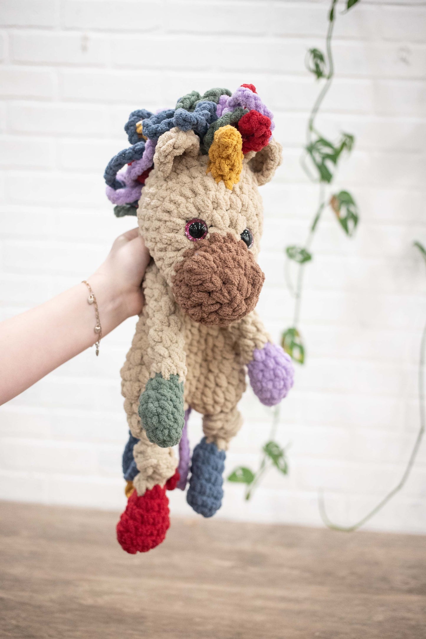 Rainbow Unicorn Lovey, Crochet Stuffed Animal, Rainbow Unicorn Snuggler, Baby Lovey, Soft Cuddlers for Kids,-1