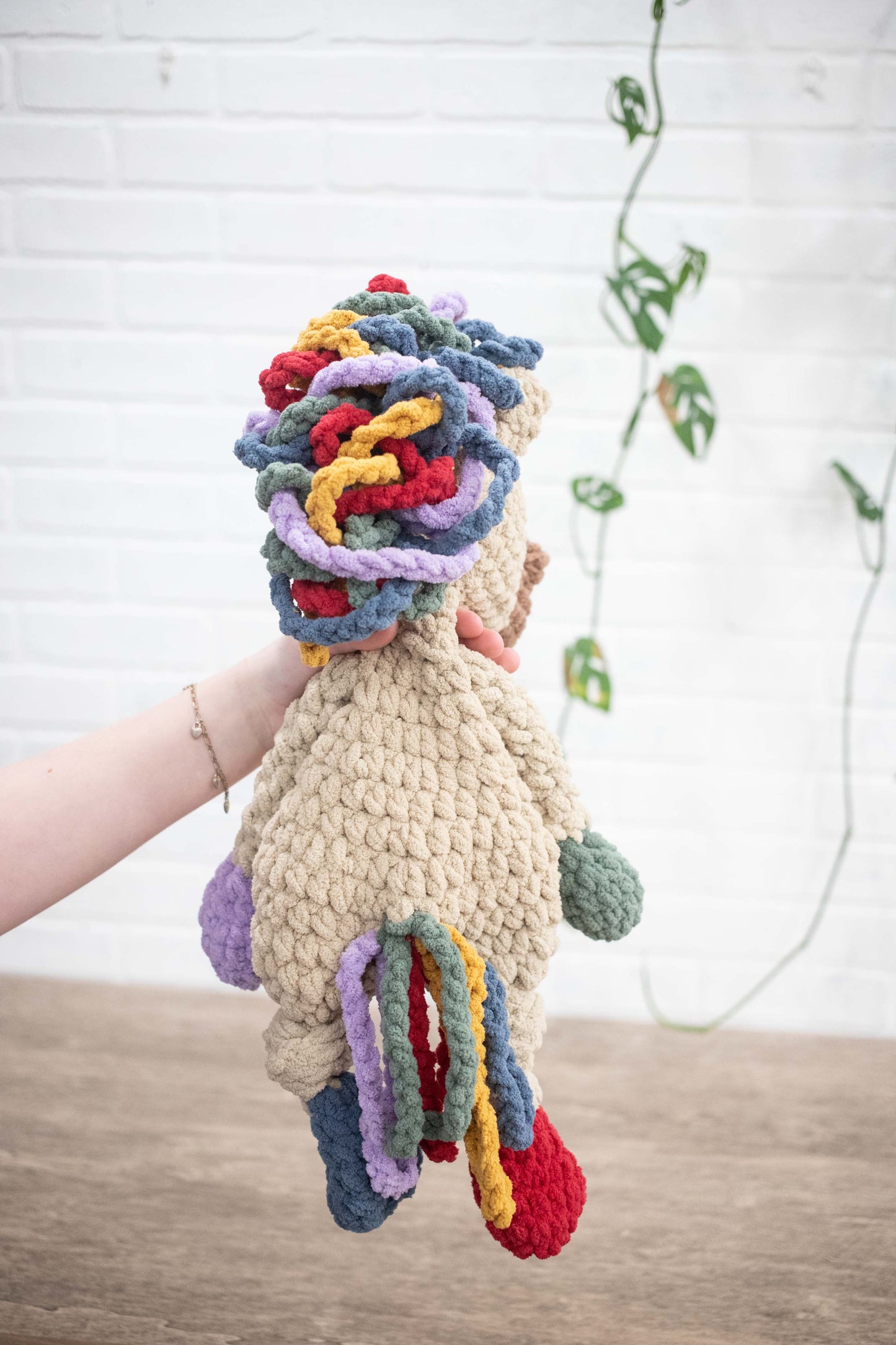 Rainbow Unicorn Lovey, Crochet Stuffed Animal, Rainbow Unicorn Snuggler, Baby Lovey, Soft Cuddlers for Kids,-3