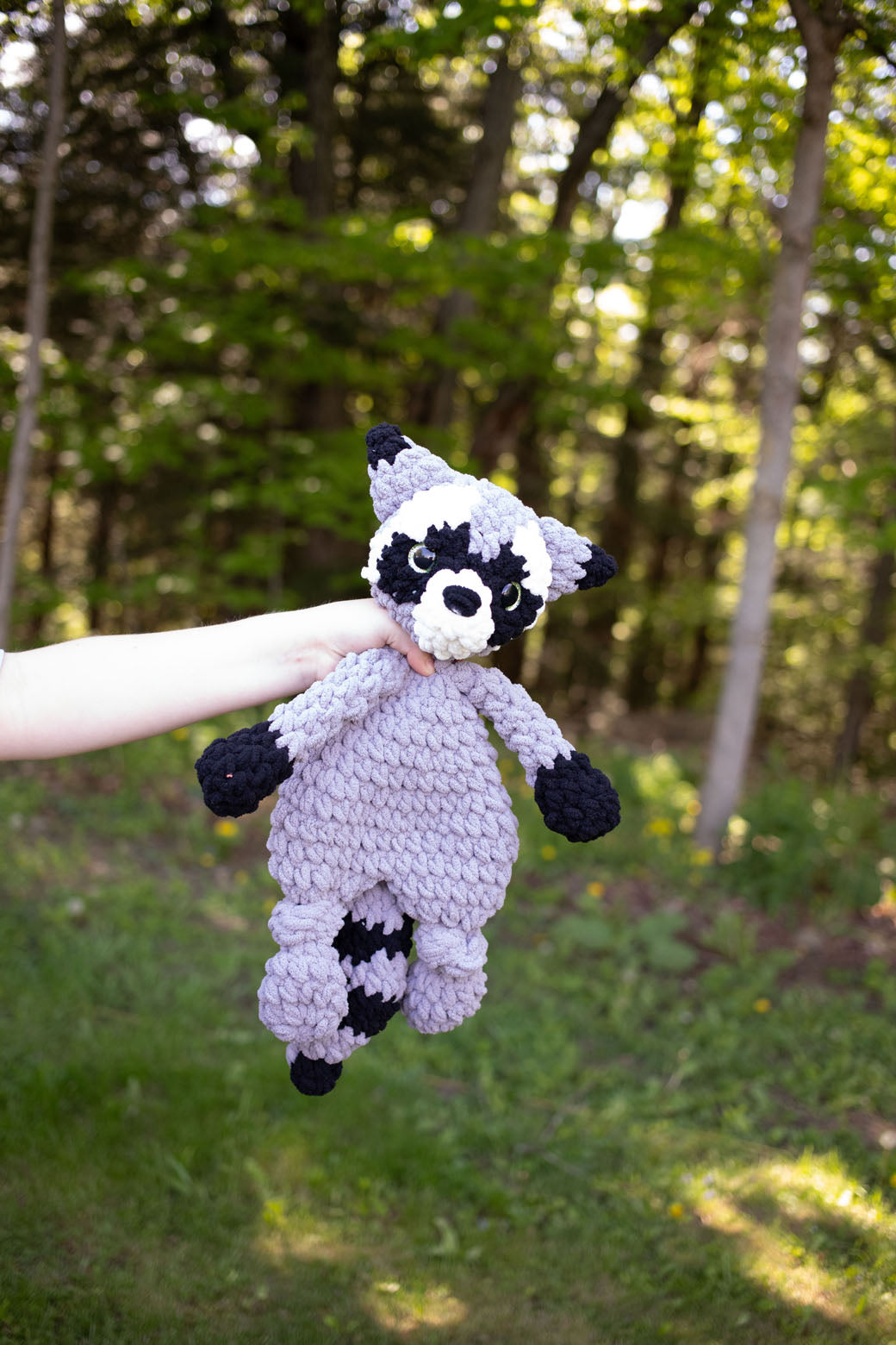 Raccoon Lovey, Raccoon Stuffed Animal, Crochet Raccoon Snuggler-3
