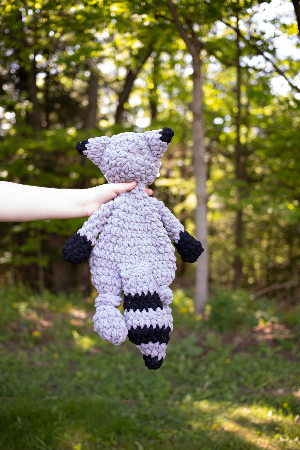 Raccoon Lovey, Raccoon Stuffed Animal, Crochet Raccoon Snuggler-4