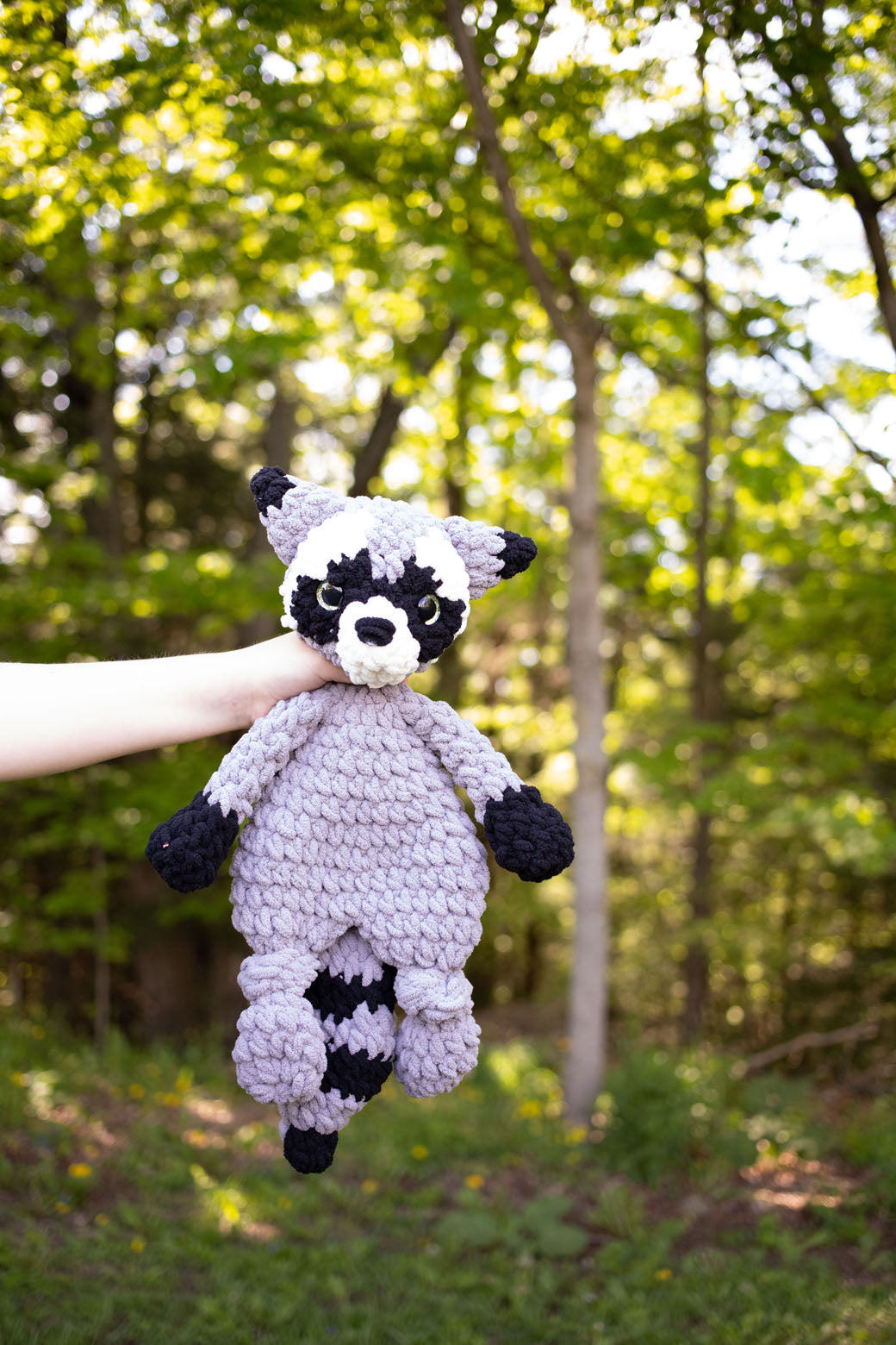 Raccoon Lovey, Raccoon Stuffed Animal, Crochet Raccoon Snuggler-0