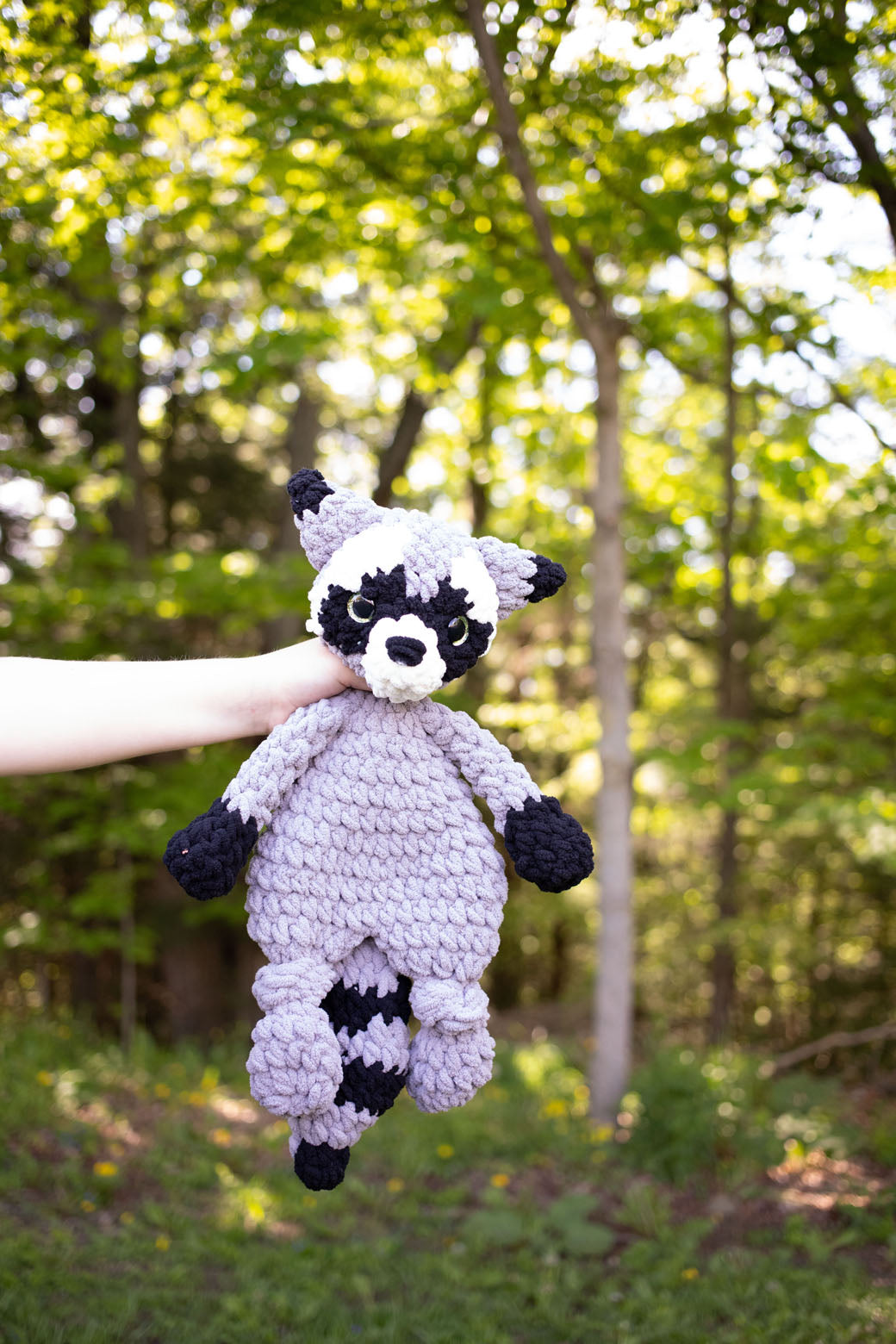 Raccoon Lovey, Raccoon Stuffed Animal, Crochet Raccoon Snuggler-1